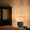 thumbnail image 6 of FSLiving Rustic Terracotta Ceramic Pot Table Lamp Rechargeable Battery Operated RGB Bulb by Remote, Wireless Timer 15 Color Temperature Beige Dome Fabric Shade Farmhouse Bedside Lamps, Boho Blue, 6 of 7