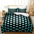 thumbnail image 3 of 3D Geometric Patterns Printed Softly Bedding Set Stereoscopic Dense Hole Warmly Duvet Cover Set 3Pcs with Pillow Cases, 3 of 7