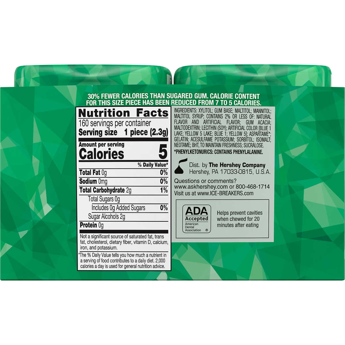 Ice Breakers Ice Cubes Sugar Free Gum, Spearmint, 40 pieces, 4 ct
