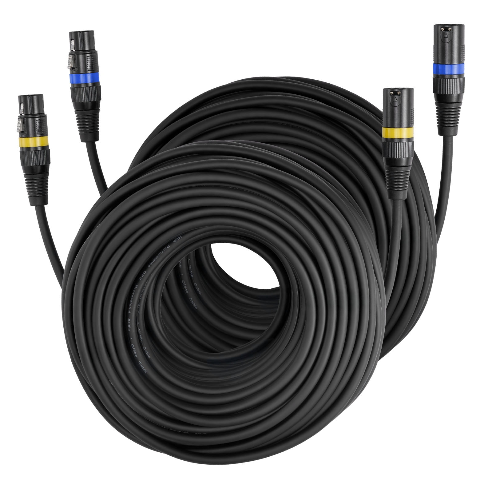 VEVOR XLR Cable 100 ft, 2 Pack, Shielded Balanced DMX Male to Female Microphone Cables, Gold-Plated 3-Pin XLR Mic Speaker Cord Wires, for Stage Lighting,Microphones, Amplifier, Mixer, Speaker Systems