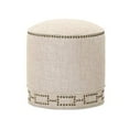 thumbnail image 2 of Fully Upholstered Round Ottoman, Bisque Cream, 2 of 3