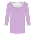 thumbnail image 4 of MIXUE Boho Tops For Women Summer Solid Color Round Neck Short Sleeve Casual Basic Soft Tshirts Outwear,Purple,XXL, 4 of 4
