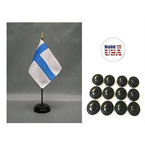 Box of 12 Finland 4"x6" Miniature Desk & Table Flags Includes 12 Flag Stands & 12 Finn Small Mini Stick Flags