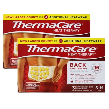ThermaCare Back Pain Therapy HeatWraps Lower Back and Hip S M 3 Count (Pack of 2)
