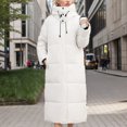 thumbnail image 3 of Scyoekwg Coats for Women Plus Size Winter Warm Zipper Hooded Long Jacket Casual Winter Warm Jackets Loose Outwear Long Sleeve Solid Color Outerwear (White,M), 3 of 5