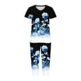 thumbnail image 7 of Viikei Women's Sleepwear Capri Set Mid-Length Lounge Pants,Women-neck Short Sleeved Pajamas and Pants Set Casual Pajamas with Pockets Dark Blue S, 7 of 7