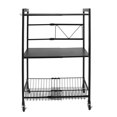 thumbnail image 3 of Alexent 3-Tier Metal Kitchen Counter Shelf Storage Cart with 3 Hooks in Black, 3 of 10