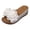 White, variant on Rokment Women's Platform Wedge Dress Slippers Sandals Boho Beach Lace Flower Leather Fish Mouth Open Toe Chunky High Heels Slip on Slides for Summer Vacation Black Size 6.5