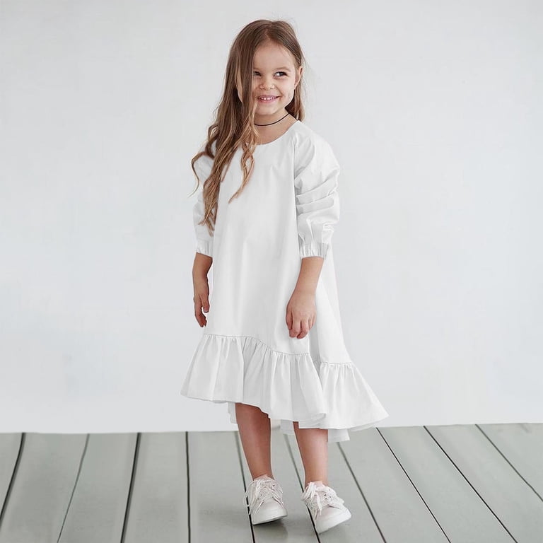 Ketyyh-chn99 Baby Girl Dress Long Sleeve Party Maxi Dresses Birthday Evening  Fall Dress White,S - Walmart.com