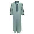 thumbnail image 4 of Afdoent Mens Shirts Male Embroidered With Side Pockets Ethnic Design Middle Long Robe Wear For Men Vacation Shirt For Men, 4 of 8