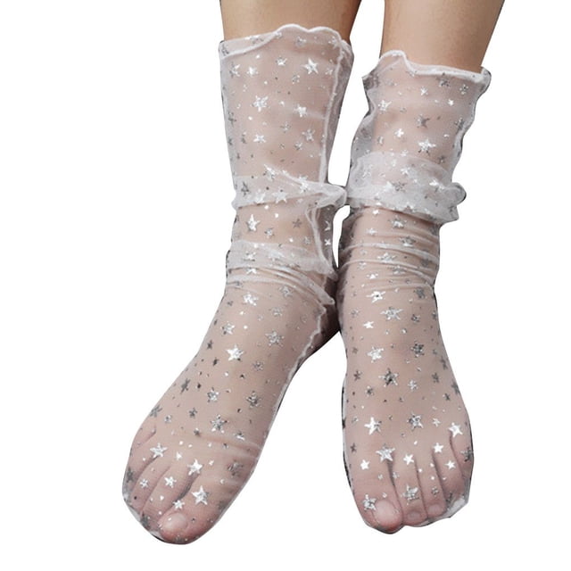 Qarigey Calcetines transparentes para mujer, calcetines transparentes a la moda de verano, calcetines informales bonitos de algodón de color Ropa, zapatos y accesorios Miscelánea