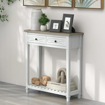 Kinbor Modern Console Table 2 Drawer and Storage Shelf for Entryway Living Room Hallway White