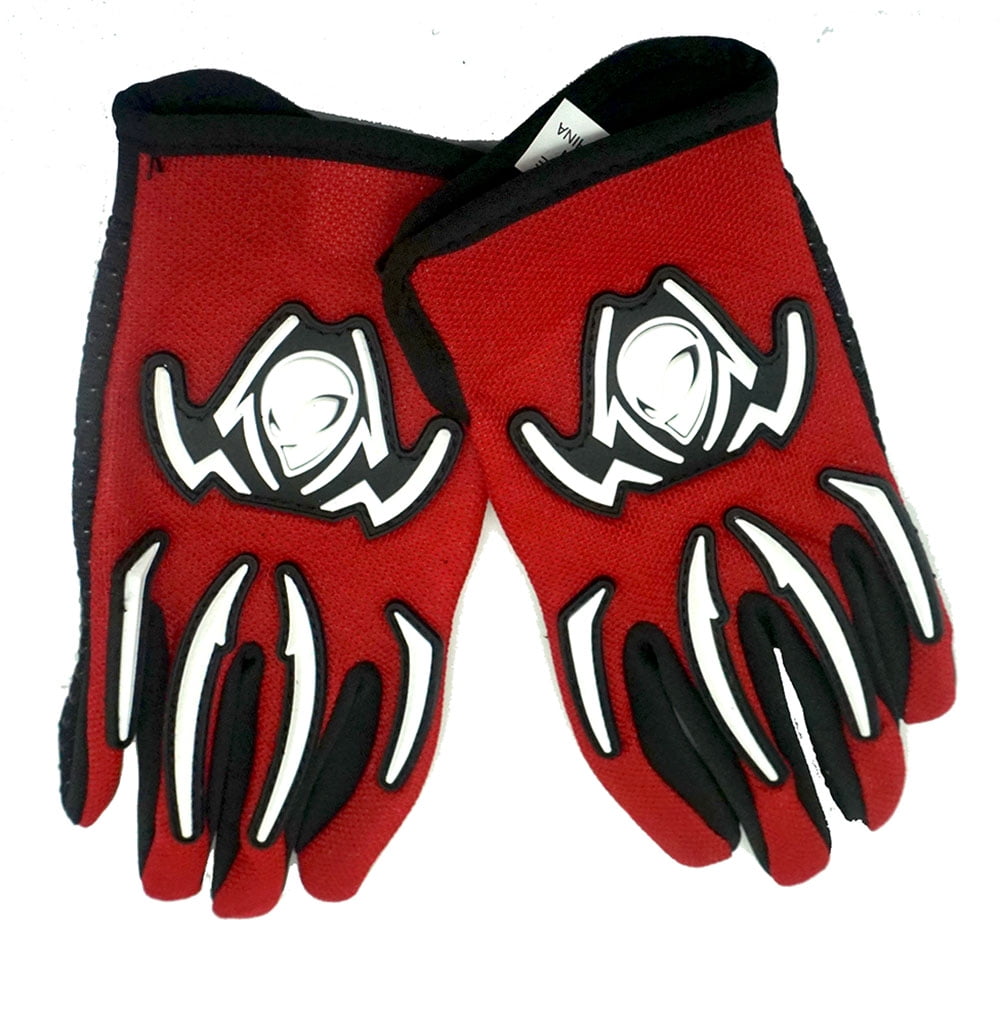 1Storm Youth Motocross Helmet Kids Motorcycle Bike Helmet HBOY Shark Red + Goggles + MG Youth Red Glove Bundle