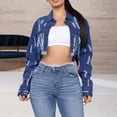 thumbnail image 2 of Women's Cropped Jacket With Holes On The Back And Cutout Denim Jacket, 2 of 7
