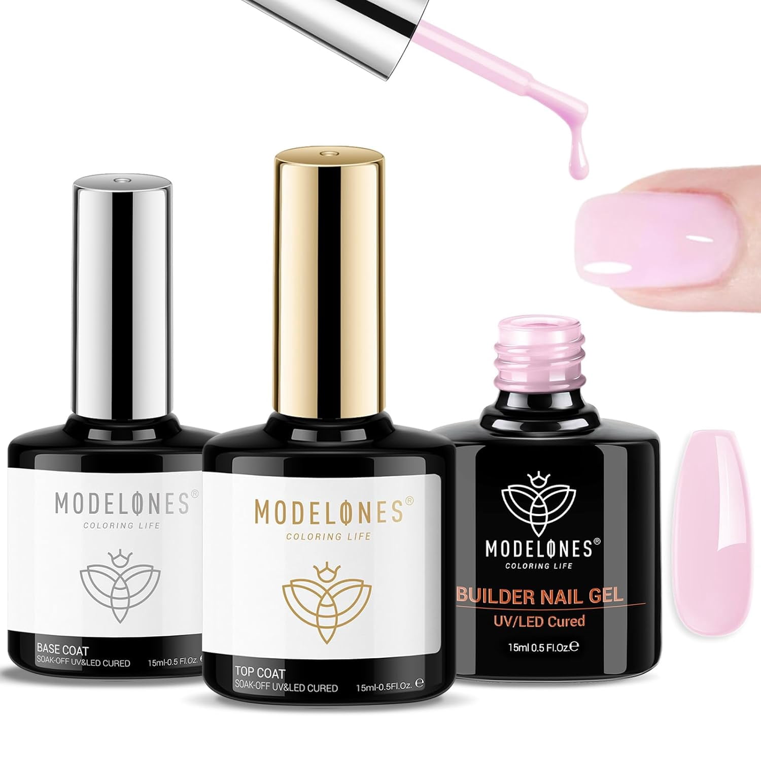 Modelones Builder Nail Gel Kit, Baby Pink, 3-Piece photo 1