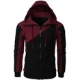 thumbnail image 3 of Momasggi Men's Zip Up Hoodies Fashion Color Block Sweatshirt Casual Athletic Pullover Fall Winter Fleece Jacket Lightweight Workout Coats with Pockets Wine XL, 3 of 4
