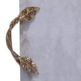 thumbnail image 3 of Decor Tray with Marble Frame and Carved Metal Handles White and Gold, 3 of 5