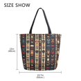 thumbnail image 5 of FORMRS Womens Canvas Tote Bag with Zipper Inner Pocket Shoulder Handbag, Beige Geometric, 5 of 7
