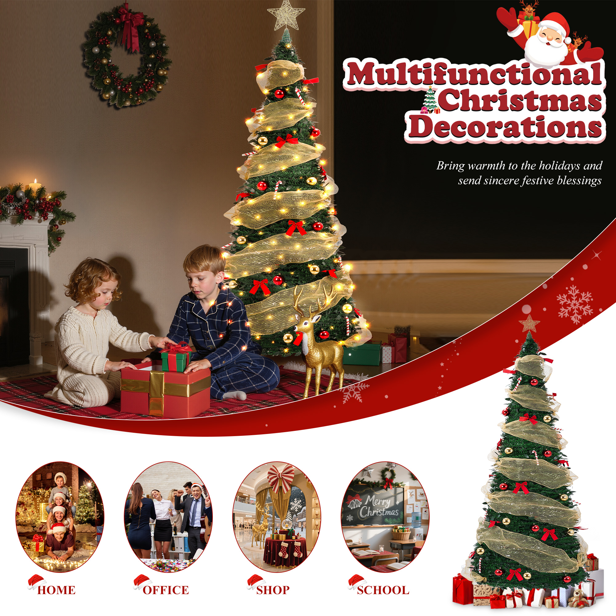 Yexmas 6ft Pop-Up Pre-Lit Christmas Tree, 300 LED Lights photo 4