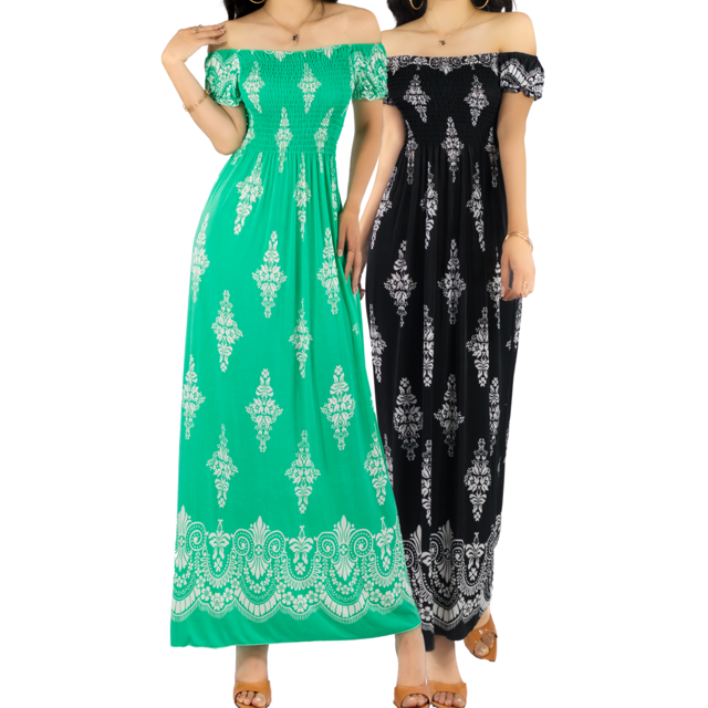 Set de 2 Vestido Unitalla Maxi Casual Mujer Largo Cómodo Estilo Boho