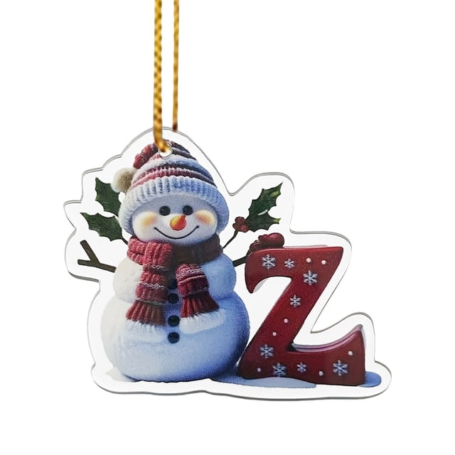 Adornos Navideños con Forma de Letra 2025 | Adorno de Mesa Colgante de Ciervo Navideño | Adornos Personalizados | Acrílico Transparente | Adorno Colgante de 8 Cm | Estilo Recuerdo | Cordón Dorado | R