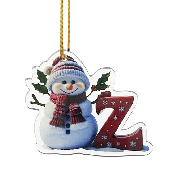 Christmas Initial Ornaments 26 Christmas Letter Decoration Snowman Acrylic Letter Ornament Alphabet Hanging Decor for Xmas Tree Party Holiday Decors