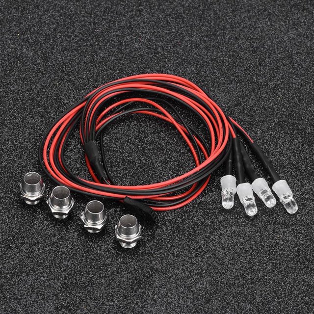 Peahefy RC Car LED Light, RC Accessory,4PCS 5mm Headlights RC Accessory LED Lights for Model Drift Car Vehicle