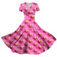 thumbnail image 2 of LWavelet Valentine's 2026 Red-Pink Crochet Heart & Flower Dress, Women's V-neck Short Sleeve Fitted Waist A Line Flowy Sundresses Pink M, 2 of 4