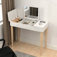 thumbnail image 4 of mteryoing Vanity Desk Set With Flip Top Mirror Wooden Makeup Dressing Table With Double Door Compartment Writing Desk For Bedroom Bathroom, 4 of 4