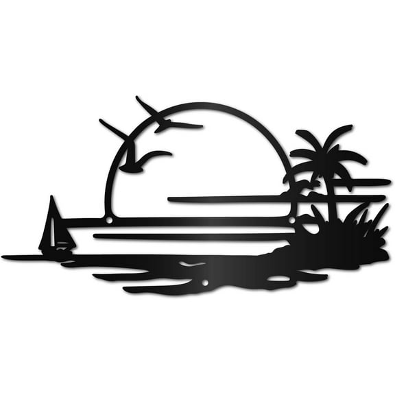 Sunrise Metal Wall Hanging Round Hollow Sculpture Sun Silhouette Art Iron Wall Mounted Home Decoration for Living Room Bedroom Office Garden Farmhouse Indoor Outdoor 11.8x8.7in