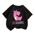 thumbnail image 2 of Delliss Toddler Baby Girl Short Sleeve Dinosaur T-Shirt short Sleeve Cotton Tops Tee Crew Neck 2-14 Years casual Shirts, 2 of 7