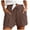 Coffee, variant on Women's Linen Shorts Elastic High Waist Wide Leg Summer Casual Lounge Short with Pockets(Mint Green,L)