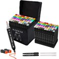 thumbnail image 1 of Juego de rotuladores de alcohol Banral, 60 colores, doble punta, con funda y soportes, 1 of 8