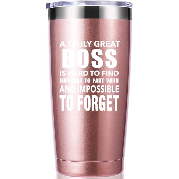 A Truly Great boss is Hard to Find 20 OZ Tumbler.Bosses Day Gifts.Leaving Moving Appreciation Retirement Birthday Christmas Gifts for Women Men Manager Director Boss,Boss Lady Mug(Rose Gold)
