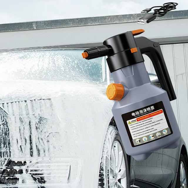 Pulverizador de Espuma Eléctrico, Pulverizador de Espuma Portátil Recargable de 2L, Pulverizador de Espuma Presurizado Automático para Lavado de Gris