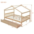 thumbnail image 2 of Harper & Bright Designs Full Size Wooden House Bed with 2 Storage Drawers, Wood Montessori Daybed Frame with Roof, Natural, 2 of 11