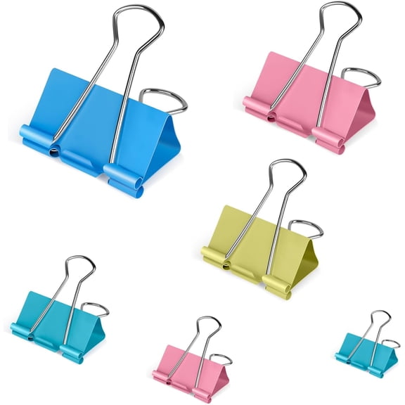 Binder Clips Assorted Sizes, 120 Pcs Colored Paper Clips, Extra Large, Large, Medium, Small, Mini, Micro