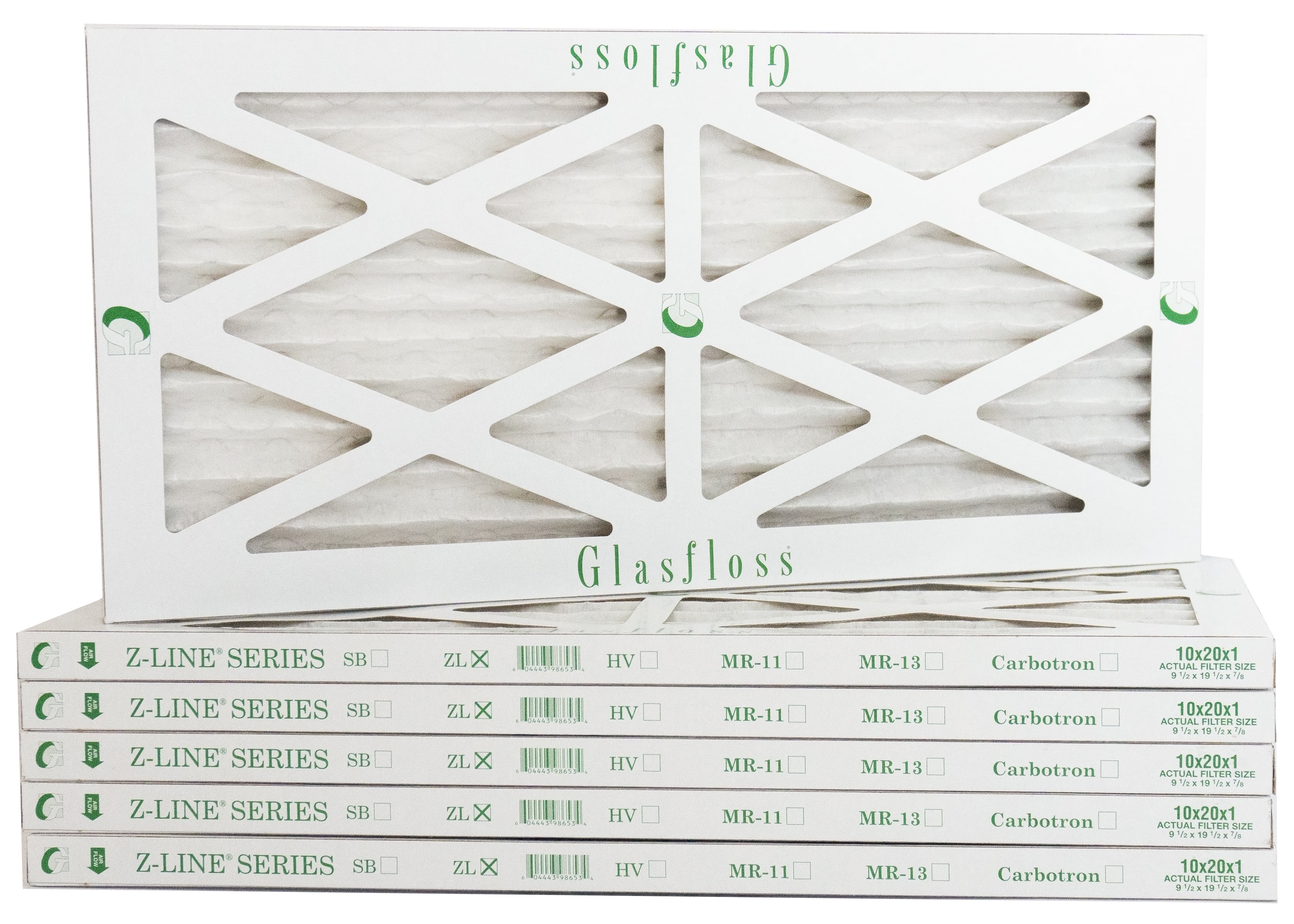 Glasfloss 10x20x1 MERV 10 Qty6 Furnace Air Filter Made in USA