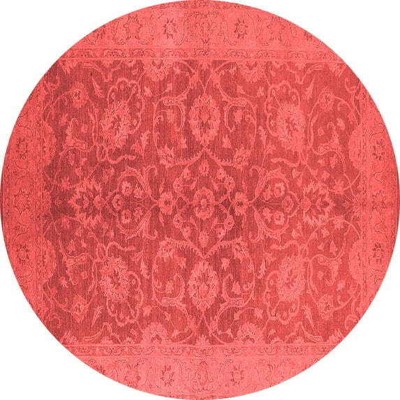 Ahgly Company Indoor Round Oriental Red Industrial Area Rugs, 7' Round