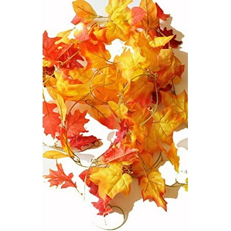 - set of 3 autumn garlands with artificial mixed fall color leaves - 5 foot x 3, 15 total!!