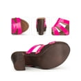 thumbnail image 2 of BLISSFUL STEP Platform Open Toe Chunky Heels Slides Sandals for Women Hot Pink (Size 9.5), 2 of 4