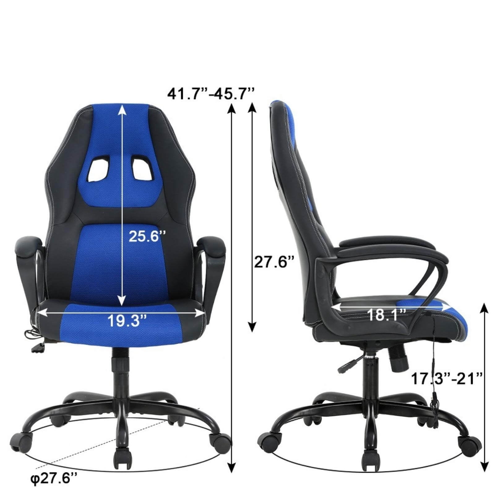 NiamVelo PC Gaming Chair Massage Office Chair Adjustable Computer Chair with Lumber Support for Adults and Kids 250lbs capacity,Blue