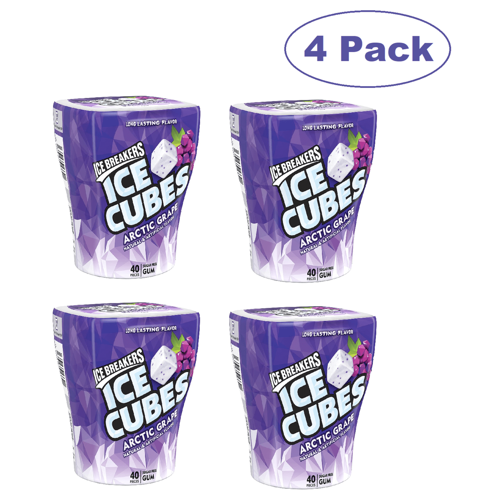 ICE BREAKERS ICE CUBES Arctic Grape, Sugar Free Gum, 40 Piece (4 Count