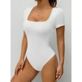 thumbnail image 2 of MOYIKO Square Neck Tops for Women Short Sleeve Bodysuit for Women Fitted Tight Tops, 2 of 9