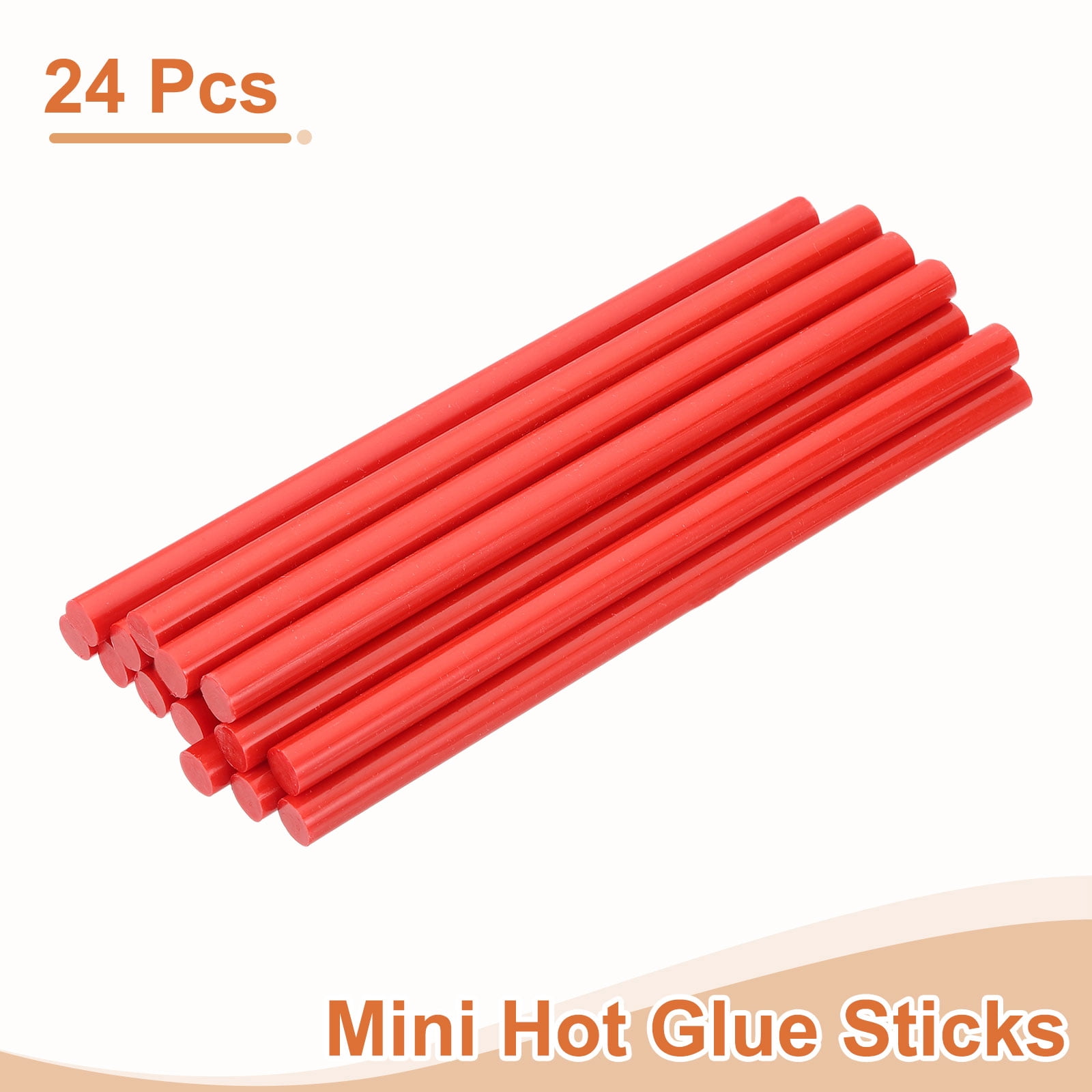 24 Pack Mini Hot Glue Sticks, 0.43" Dia x 7.87" Long EVA Glue Gun Sticks, Red for DIY Projects