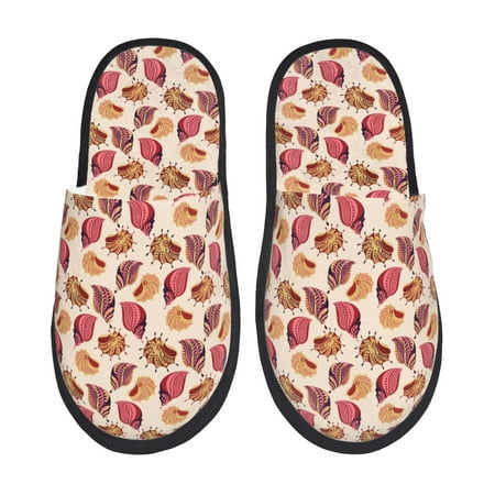 Balery Sea Shells Slient Indoor Furry Fleece Comfort House Shoes Soft Non-Slip Home Shoes Cotton slippers House Slippers-- Large
