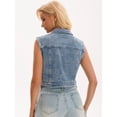 thumbnail image 4 of DARING DIVA Women's Button Down Washed Sleeveless Jean Jacket S Gray Blue, 4 of 7