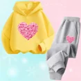 thumbnail image 4 of Conjunto de 2 piezas de sudadera con capucha y pantalones informales para niñas, trajes deportivos para adolescentes, conjuntos de estilo coreano para niños, conjuntos de ropa para bebés bonitos, 4 of 5