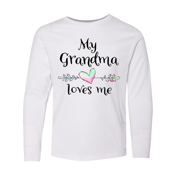Inktastic My Grandma Loves Me Heart Grandchild Long Sleeve Youth T-Shirt