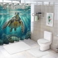 thumbnail image 7 of Orinice  Nautical Sea Turtle Shower Curtain Ocean Beach Animal Cartoon Tropical Starfish Blue Marine Life Turquoise Underwater World Summer Boys Fabric Bathroom Curtain Sets Hooks  60x72, 7 of 7